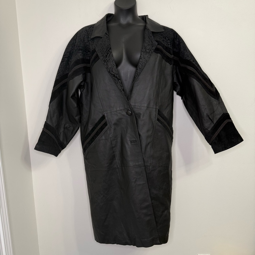 Long Leather and Suede Coat Size XXL